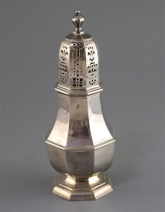 A George I Brittania standard silver octagonal castor, by Charles Adam, 10.5 oz.
